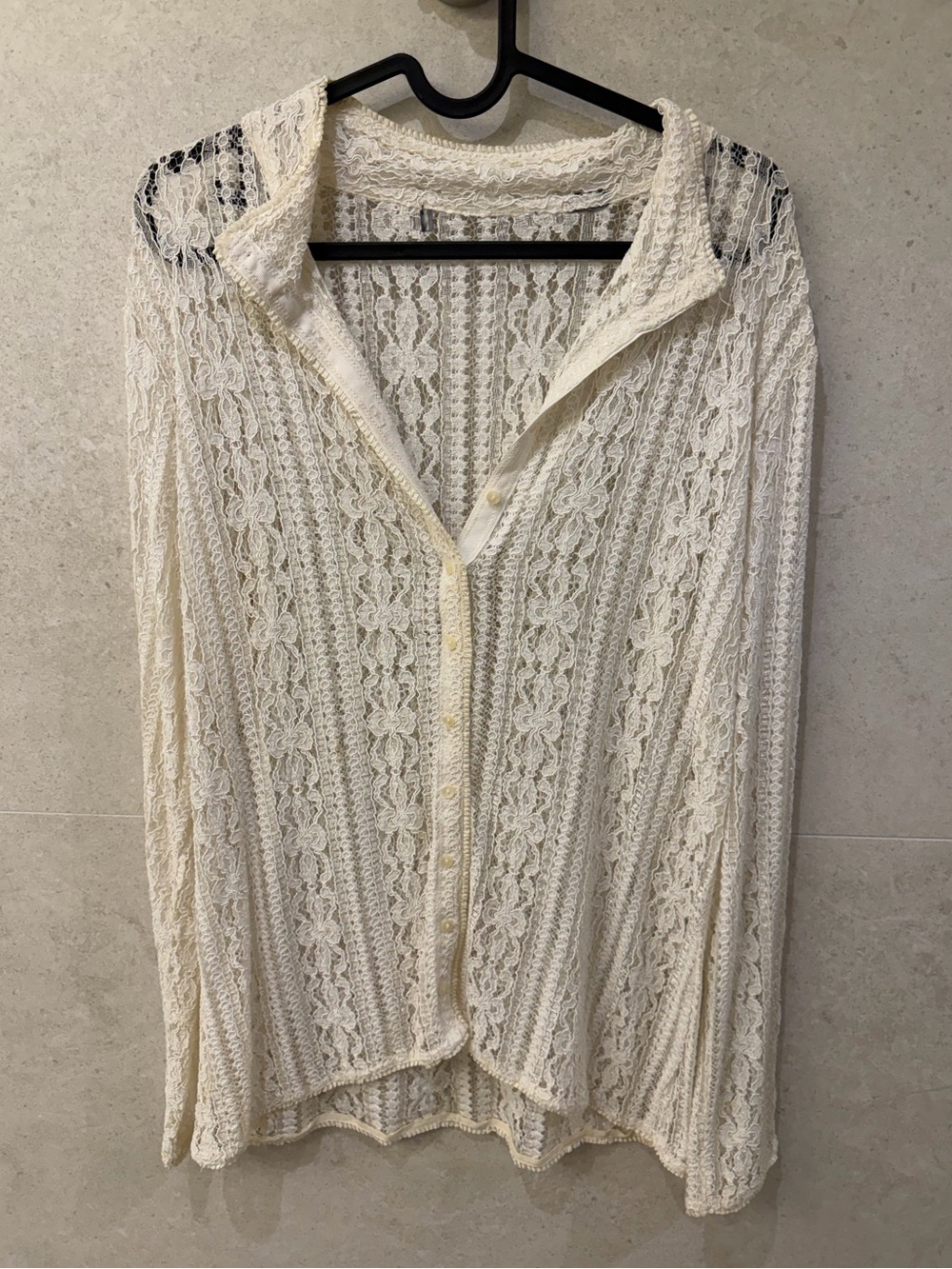 Zara Cream Lace Long-Sleeve Top